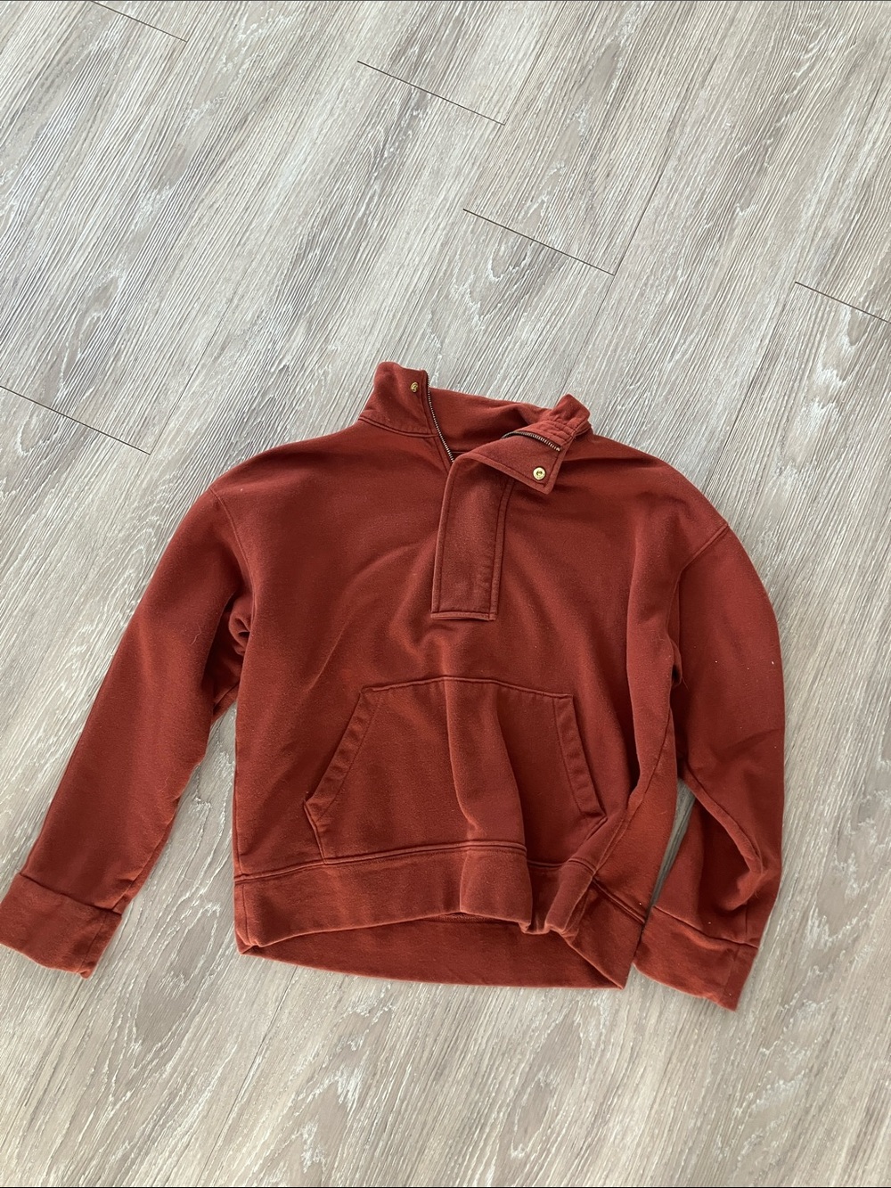 Rust Pullover Quarter-Snap zip